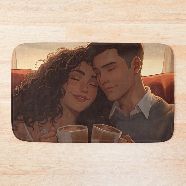 Item preview, Cozy Couple Drinking Hot Chocolate Scene designed and sold by Valeree Store.