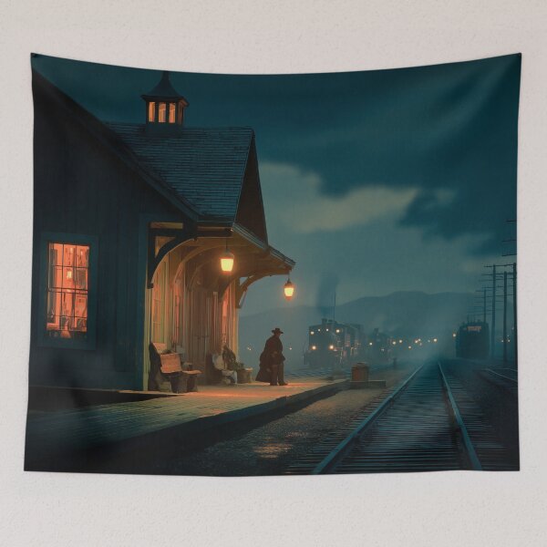 Item preview, Old Western Train Station At Dusk designed and sold by Rtymer.