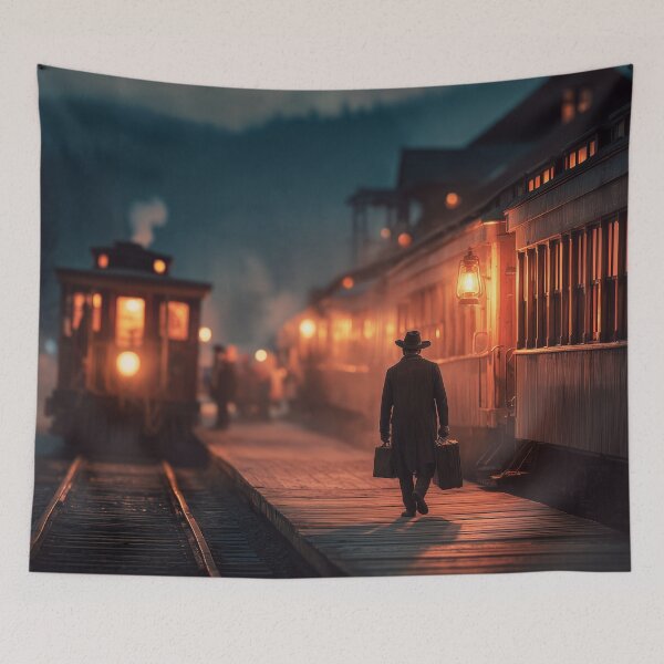Item preview, Old Western Train Station At Dusk designed and sold by Rtymer.