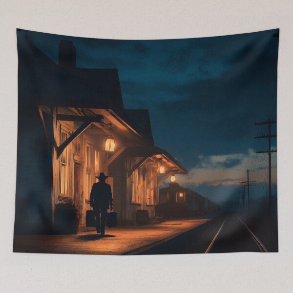 Item preview, Old Western Train Station At Dusk designed and sold by Rtymer.
