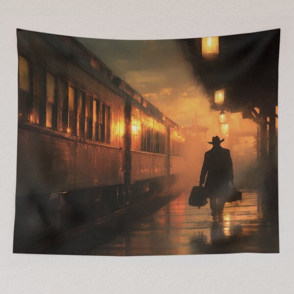 Item preview, Old Western Train Station At Dusk designed and sold by Rtymer.