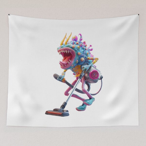 Item preview, Cartoon Monster with Vacuum Cleaner designed and sold by AlexLineArt.