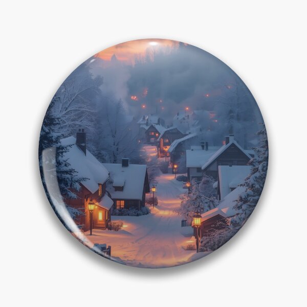 Item preview, Peaceful Winter Village at Twilight designed and sold by Valeree Store.