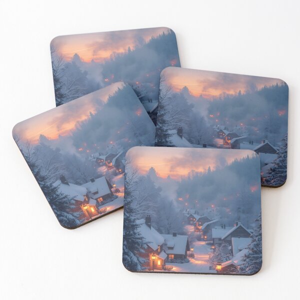Item preview, Peaceful Winter Village at Twilight designed and sold by Valeree Store.