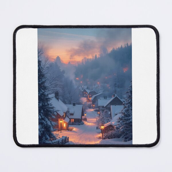 Item preview, Peaceful Winter Village at Twilight designed and sold by Valeree Store.