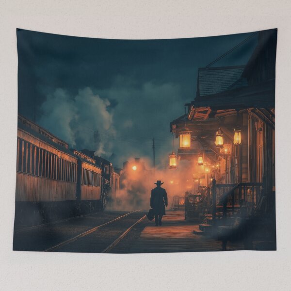 Item preview, Old Western Train Station At Dusk designed and sold by Rtymer.