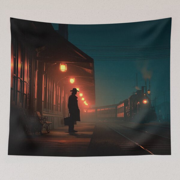 Item preview, Old Western Train Station At Dusk designed and sold by Rtymer.