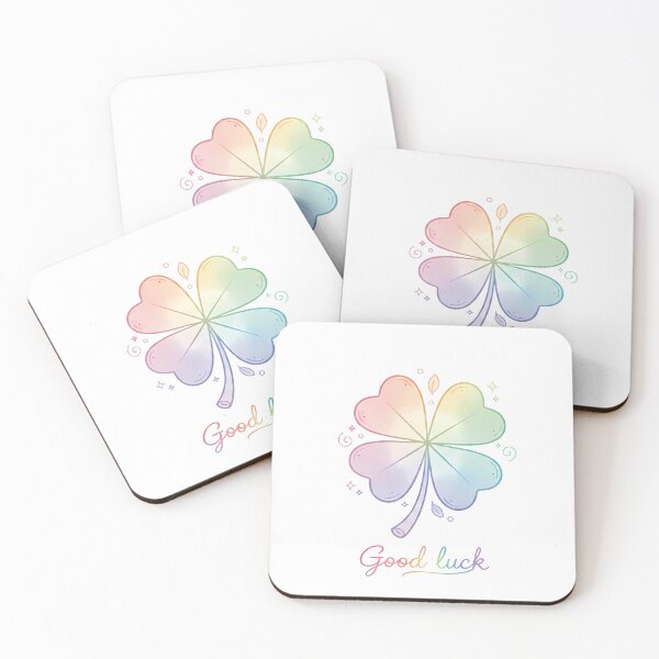 Item preview, Kawaii Rainbow Four-Leaf Clover - Good Luck Charm designed and sold by Minimochi Art.