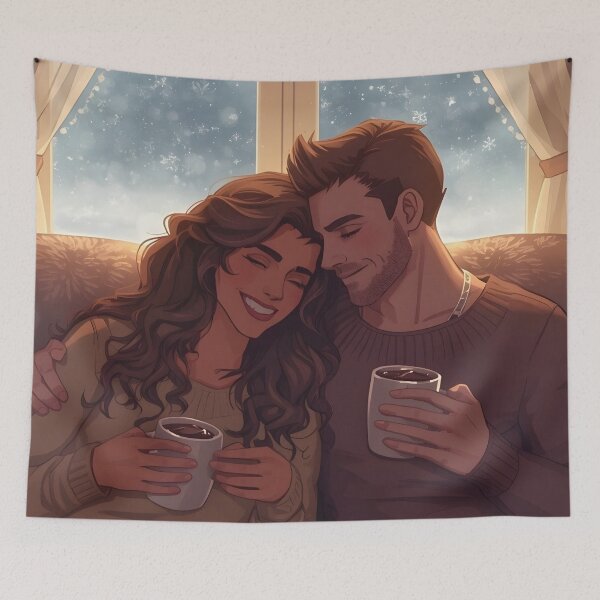 Item preview, Couple by Window Cozy Winter Illustration designed and sold by Valeree Store.