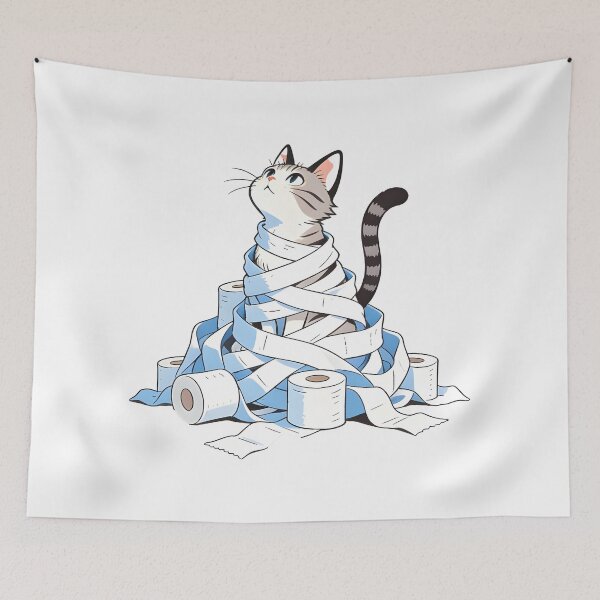 Item preview, cat bathroom Funny Toilet Paper Cat Shirt – Mischievous Cat Chaos – Cute Pet Humor Design designed and sold by Uglyandcute.