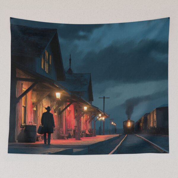 Item preview, Old Western Train Station At Dusk designed and sold by Rtymer.