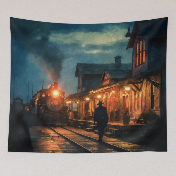 Item preview, Old Western Train Station At Dusk designed and sold by Rtymer.