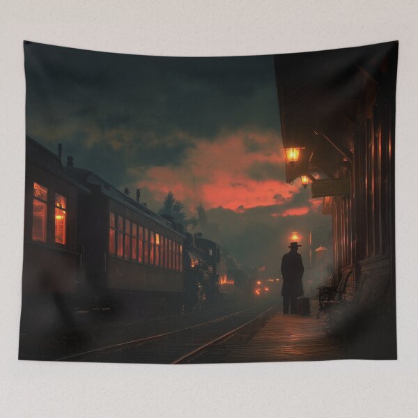 Item preview, Old Western Train Station At Dusk designed and sold by Rtymer.