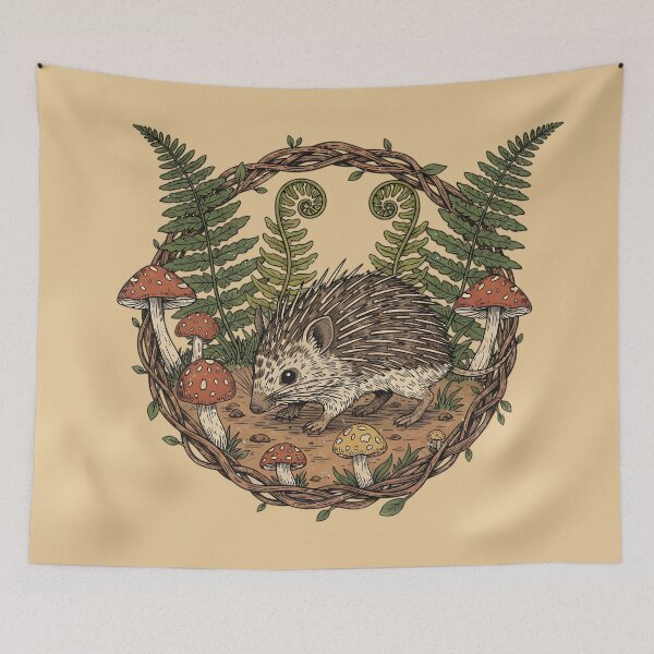 Item preview, Woodland Tenrec With Ferns And Mushrooms designed and sold by BirdsnStuff.