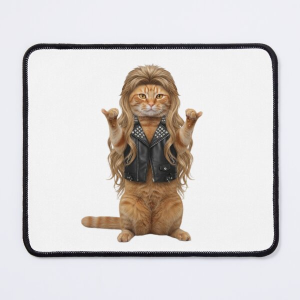 Item preview, Ginger Cat Eighties Rockstar With A Mullet designed and sold by Pattern Unhinged.