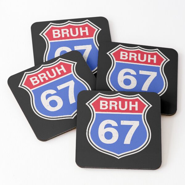 Item preview, Bruh 67 Route Sign Six Seven Meme Highway Shield designed and sold by pansak.