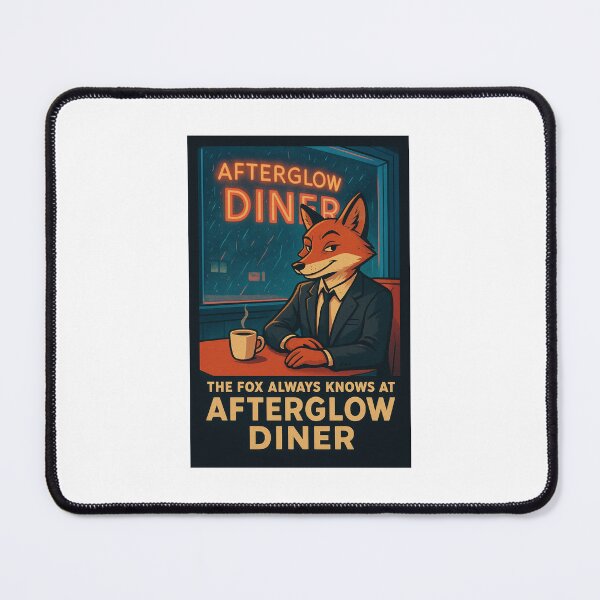 Item preview, The Fox Always Knows at Afterglow Diner | Retro Noir Fox Art | Funny Pop Art Animal Illustration designed and sold by WhimsyByPaul.redbubble.com.