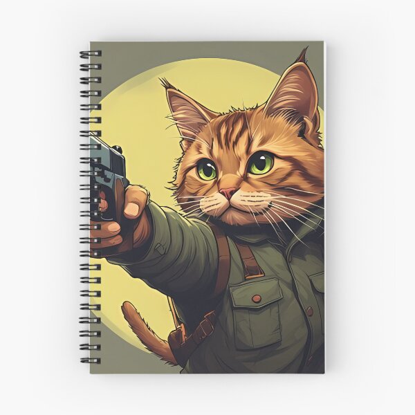 Item preview, A cartoonish cat, dressed in a green military jacket, points a handgun designed and sold by Innercosmic.
