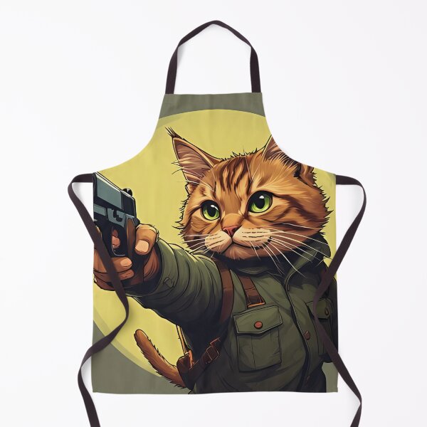 Item preview, A cartoonish cat, dressed in a green military jacket, points a handgun designed and sold by Innercosmic.