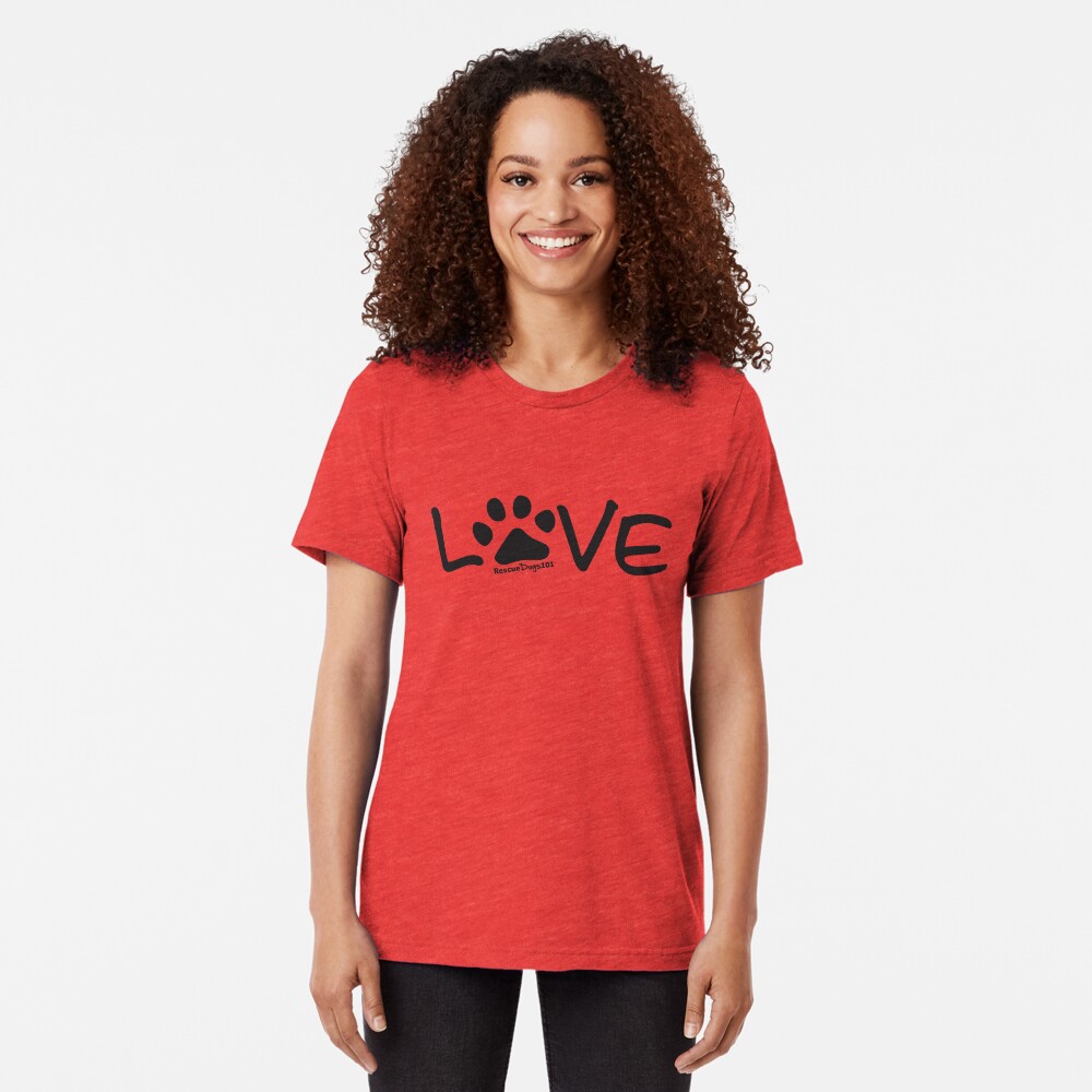 Love Dog Paw Print Tri-blend T-Shirt
