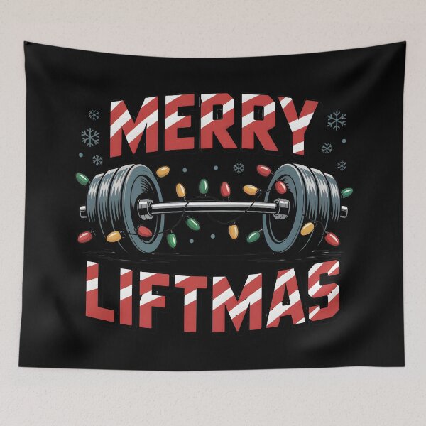 Item preview, Merry Liftmas – Christmas Barbell Fitness Design designed and sold by SoftStyleStudio ⭐⭐⭐.