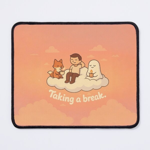 Item preview, Taking a Break · Cozy Fox, Ghost and Human on a Cloud designed and sold by Still Breathing Studio.