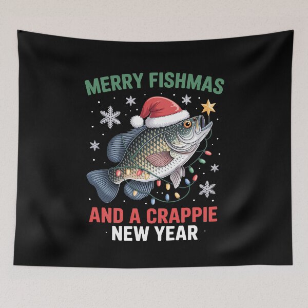 Item preview, Merry Fishmas And A Crappie New Year Fishing Funny Xmas designed and sold by CruelShadesSt.