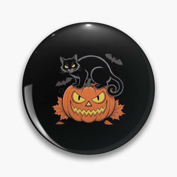 Item preview, Halloween Cat Jack O Lantern Bats Witchy designed and sold by ShelFisher.