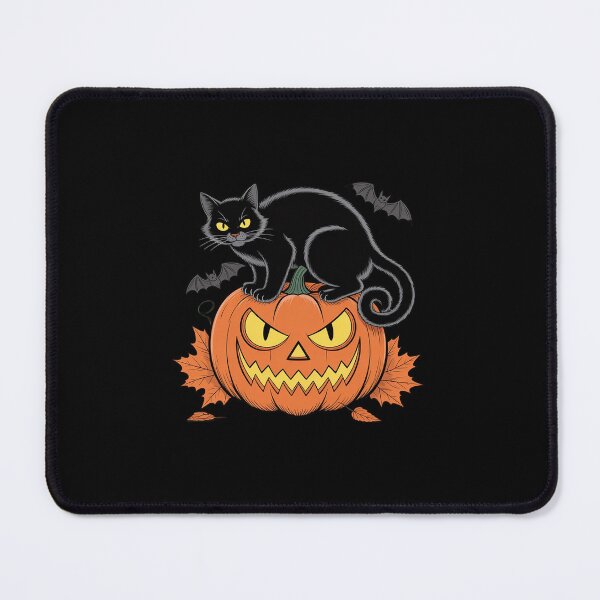 Item preview, Halloween Cat Jack O Lantern Bats Witchy designed and sold by ShelFisher.