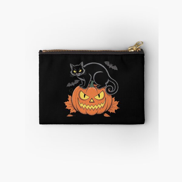 Item preview, Halloween Cat Jack O Lantern Bats Witchy designed and sold by ShelFisher.