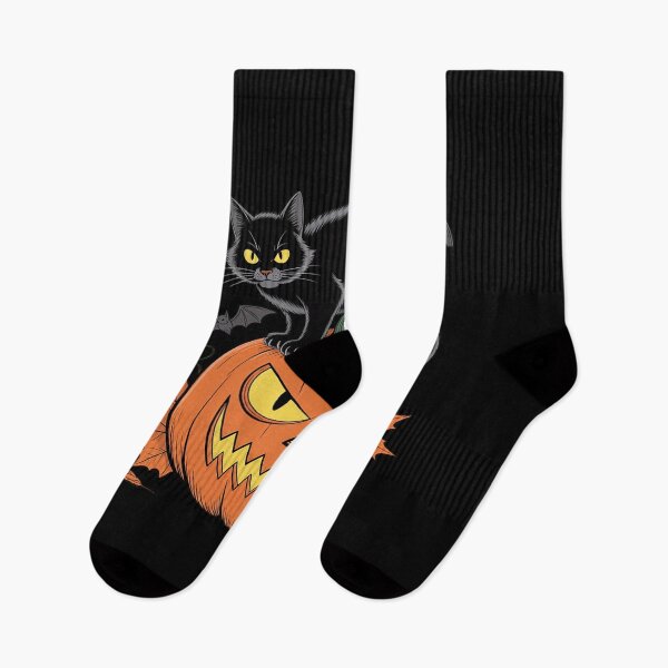Item preview, Halloween Cat Jack O Lantern Bats Witchy designed and sold by ShelFisher.