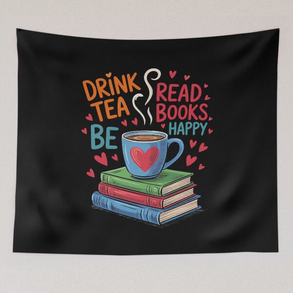 Item preview, Drink Tea Read Books Be Happy I Love Reading Bookworm  designed and sold by AquaKiev.