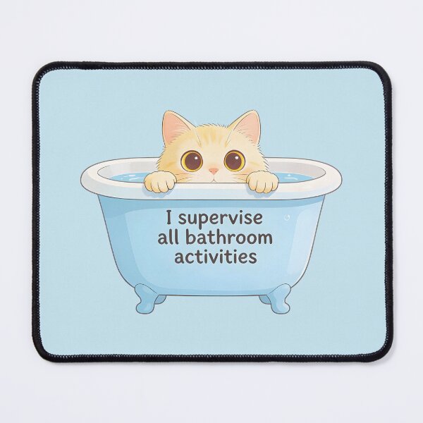 Item preview, cat bathroom Funny Bathtub Cat Shirt – Curious Cat Watching – Cute Bathroom Humor designed and sold by Uglyandcute.