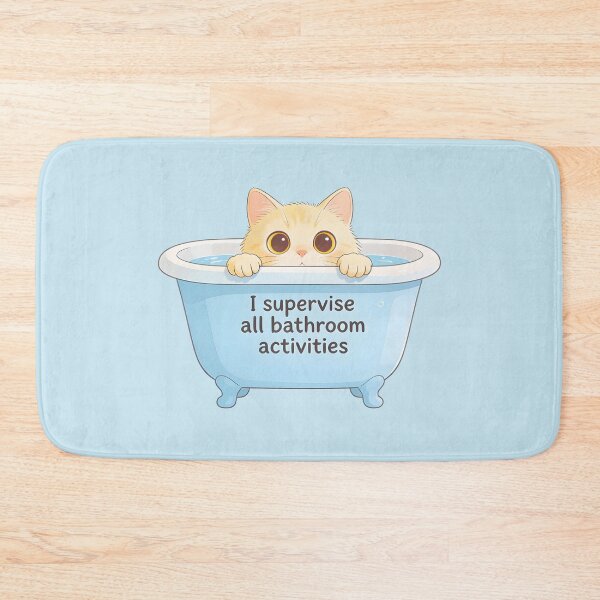 Item preview, cat bathroom Funny Bathtub Cat Shirt – Curious Cat Watching – Cute Bathroom Humor designed and sold by Uglyandcute.