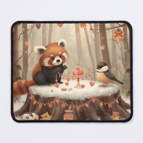 Item preview, Valentine’s Woodland Red Panda & Chickadee • Whimsical Heart Garland Prep Art designed and sold by WildlifeWhimsy.