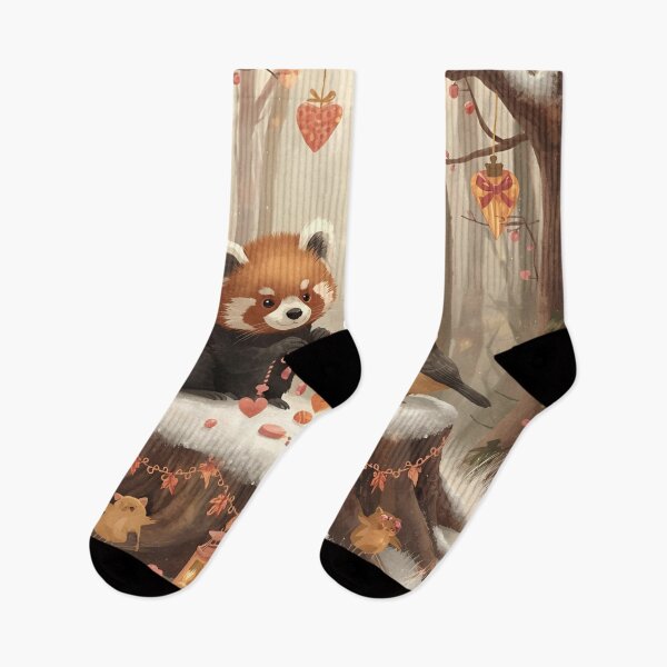 Item preview, Valentine’s Woodland Red Panda & Chickadee • Whimsical Heart Garland Prep Art designed and sold by WildlifeWhimsy.
