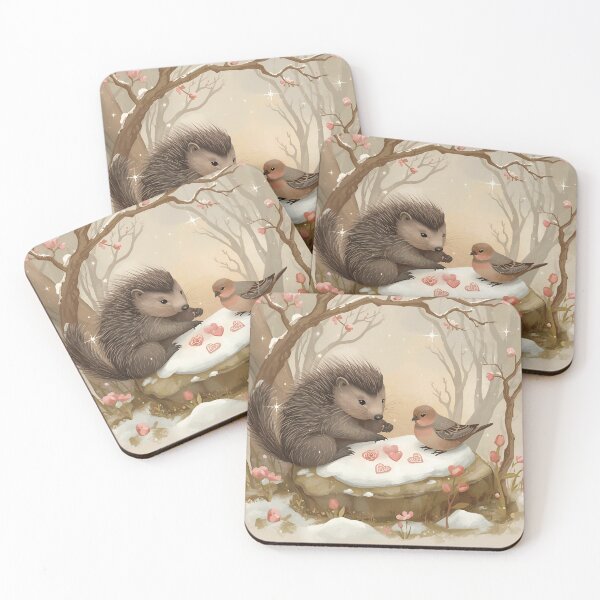 Item preview, Valentine’s Woodland Porcupine & Dove • Whimsical Heart Crystal Prep Art designed and sold by WildlifeWhimsy.