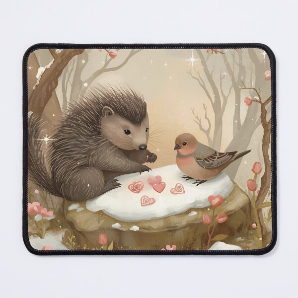 Item preview, Valentine’s Woodland Porcupine & Dove • Whimsical Heart Crystal Prep Art designed and sold by WildlifeWhimsy.