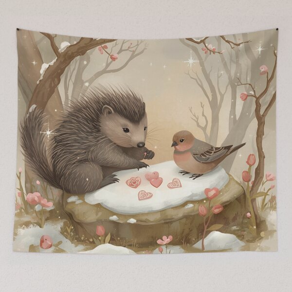 Item preview, Valentine’s Woodland Porcupine & Dove • Whimsical Heart Crystal Prep Art designed and sold by WildlifeWhimsy.