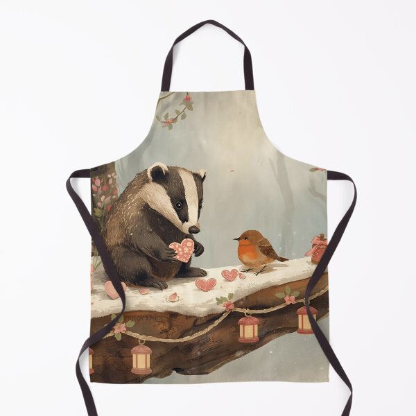 Item preview, Valentine’s Woodland Badger & Robin • Whimsical Heart Token Prep Art designed and sold by WildlifeWhimsy.