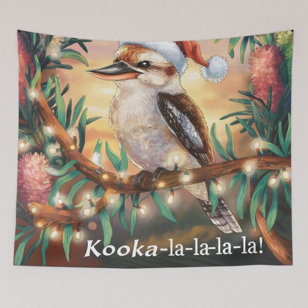 Item preview, xmas kookaburra Festive Christmas Kookaburra on Eucalyptus Branch – Kooka-la-la-la-la designed and sold by Uglyandcute.