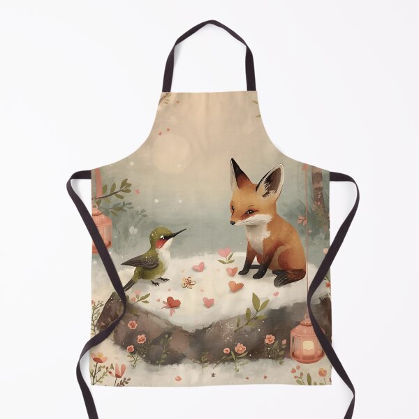 Item preview, Valentine’s Woodland Fennec Fox & Hummingbird • Whimsical Heart Droplet Prep Art designed and sold by WildlifeWhimsy.