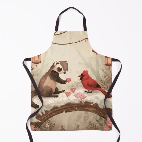 Item preview, Valentine’s Woodland Ferret & Cardinal • Whimsical Heart Charm Prep Art designed and sold by WildlifeWhimsy.