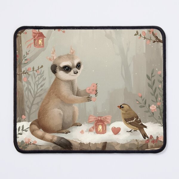 Item preview, Valentine’s Woodland Meerkat & Goldfinch • Whimsical Heart Tile Prep Art designed and sold by WildlifeWhimsy.