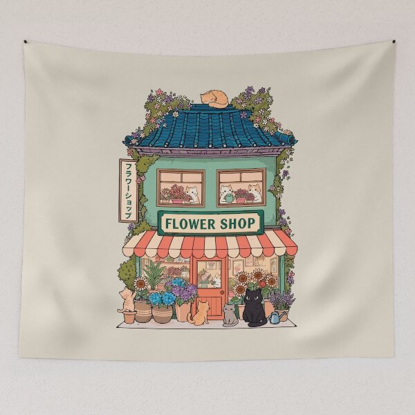 Item preview, Adorable Cats, Japanese Style, Flower Shop designed and sold by OrenjiArtShop.