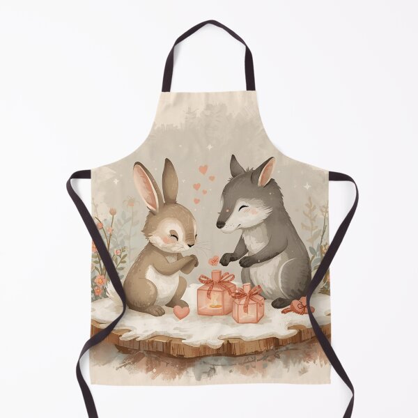 Item preview, Valentine’s Bunny & Wolf Couple • Whimsical Heart Note Prep Art designed and sold by WildlifeWhimsy.