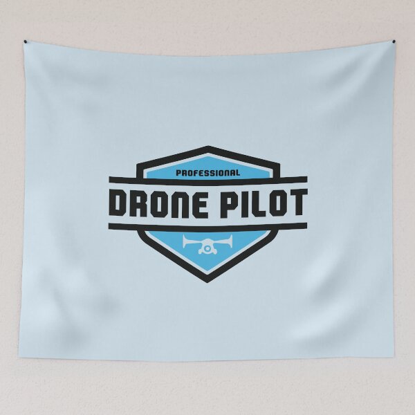 Item preview, Professional Drone Pilot Modern Black and Blue Badge designed and sold by KiwiRider.