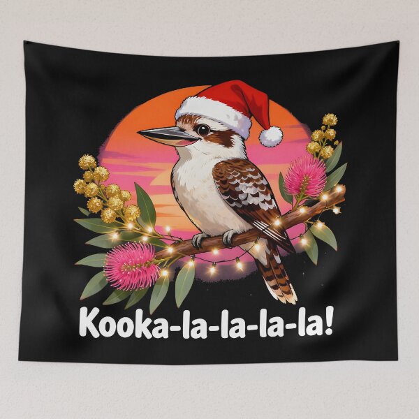 Item preview, xmas kookaburra Festive Christmas Kookaburra on Eucalyptus Branch – Kooka-la-la-la-la designed and sold by Uglyandcute.