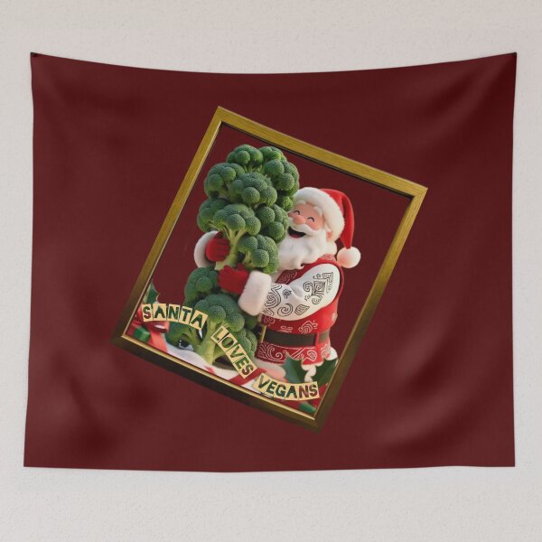 Item preview, Santa Loves Vegans – Cute Christmas Vegan Santa With Broccoli Art designed and sold by @majovegana.