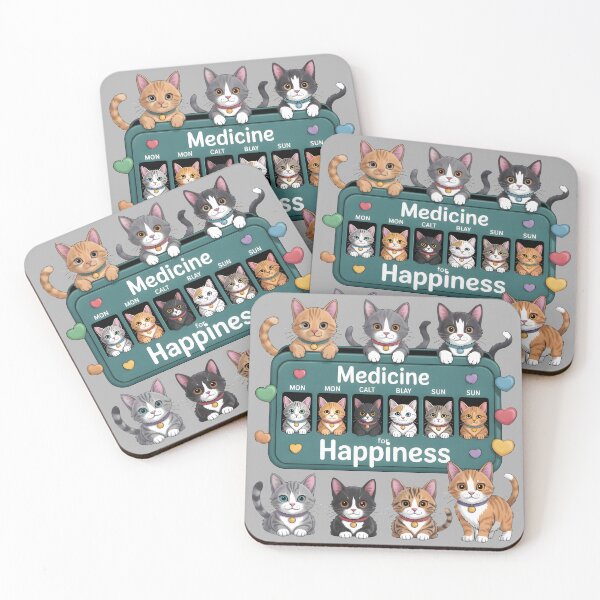 Item preview, Medicine for Happiness – Cat-Packed Organizer Cartoon designed and sold by SoftyDesigns.